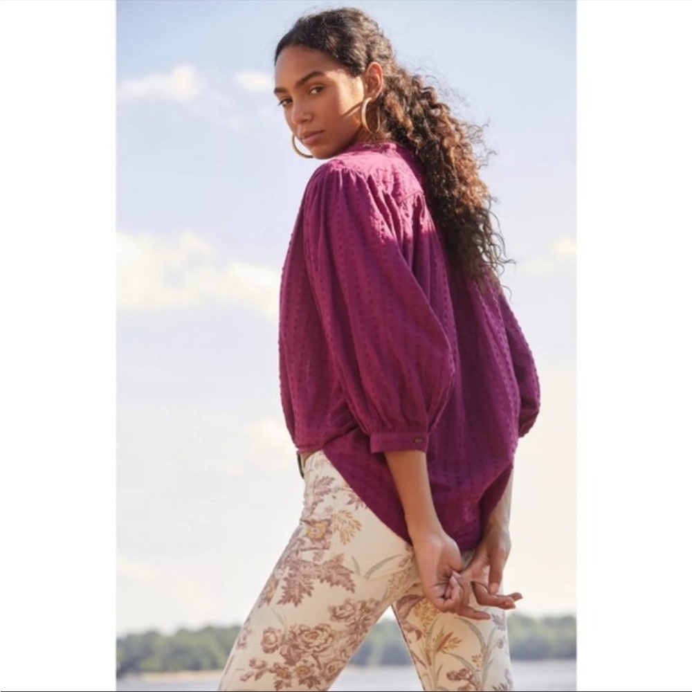 Anthropologie | Pilcro The Tavi Buttondown Purple Raspberry Small Oversized New